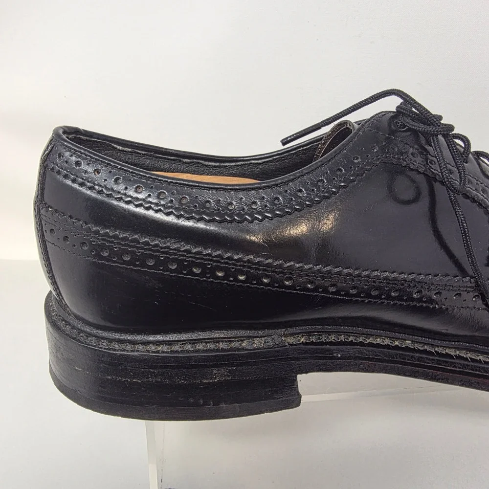 Hanover Wingtip Oxford Shoes Mens 9 D/B MasterFlex Black Leather Brogue USA Good